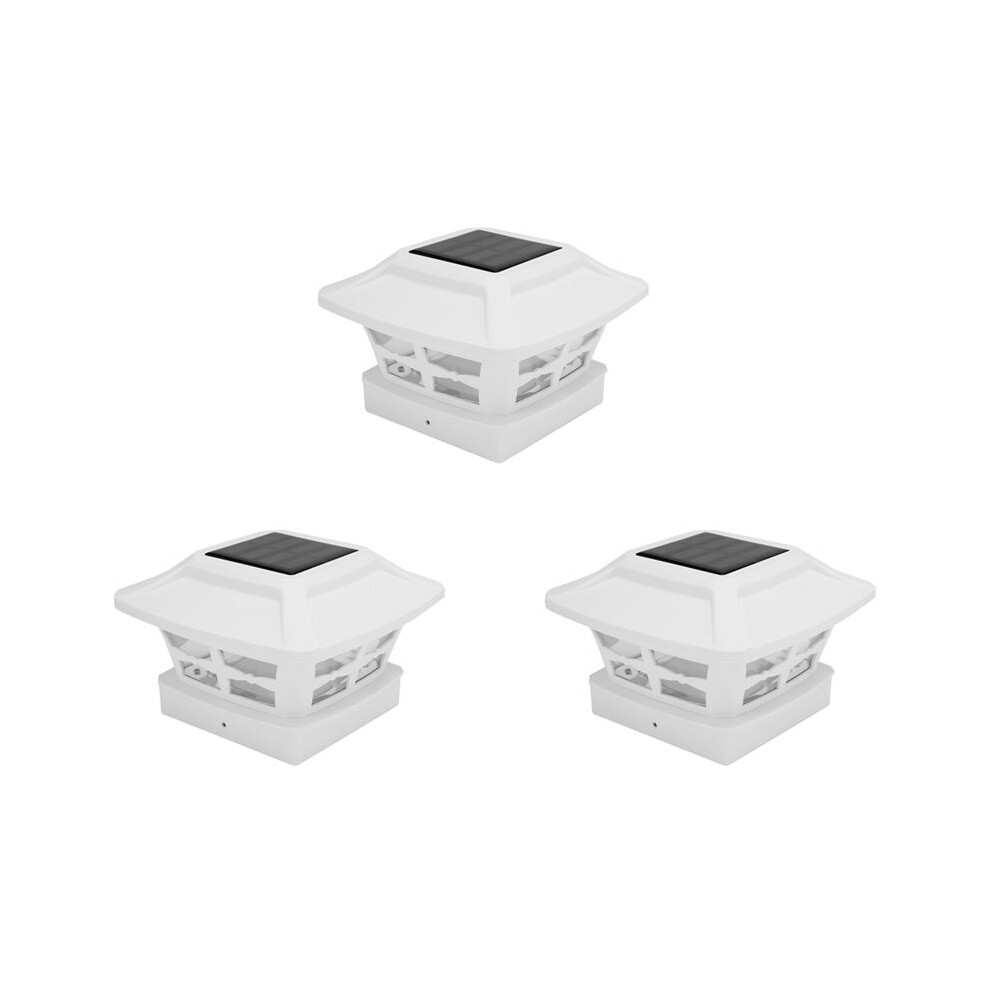 3X Solar Post Cap Lights 2 Lighting Modes Led Deck Fence Cap Lights For 4X4 Wooden Posts Garden Decoration Warm White 4711689742285