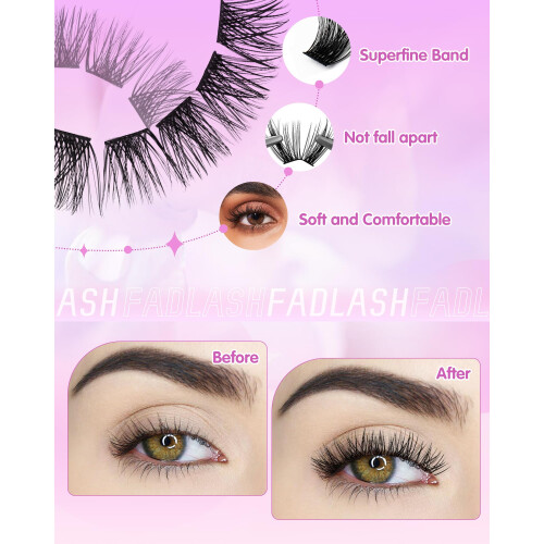 FADLASH 0.07mm D Curl 8-16mm Mixed Length Beginner Friendly Soft Wispy Cluster Lashes DIY Eyelash Extensions 2