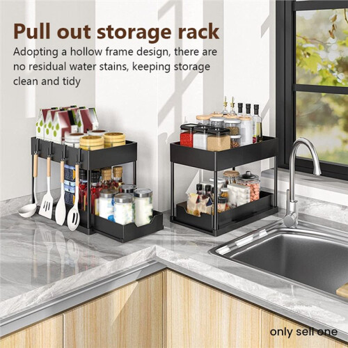 Under Sink Organizer Storage, Kitchen Organization Rack with Double Sliding Cabinet Drawers Multi-Purpose Storage Shelf 1