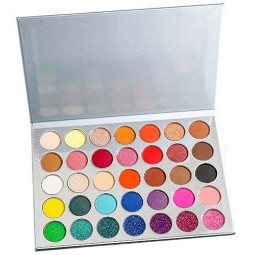 Makeup Matte Glitter Eyeshadow Palette Macaron Rainbow Bright Neon Pigment Eyeshadow Cosmetics-Argento