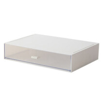 Desktop Storage Box Can Be Superimposed Drawer Type Dust-Proof Rack, Desk, Stationery and Sundries Sorting Box,White A