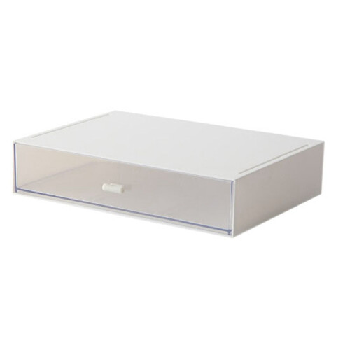 Desktop Storage Box Can Be Superimposed Drawer Type Dust-Proof Rack, Desk, Stationery and Sundries Sorting Box,White A