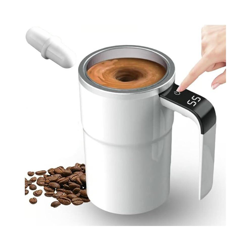Electric Coffee Mug With A Built-In Lcd Thermometer, 380Ml/13Oz Rechargeable Self Stirring Mug With Lid And Temp A 4711775163000
