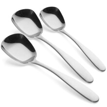 3 Pcs/Set Stainless Steel Flat Spoons Chinese Silver Soup Coffee Tea Dinner Gold Spoon Sets Kitchen Accessories-Silver