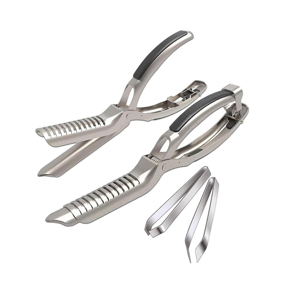 2Pcs Rib Membrane Removal Tools, Rib Prep Tool, Stainless Steel Bbq Rib Skinner With 2Pcs Tweezers Pliers And Gloves 4713492652973