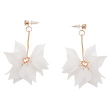 1 Pair Elegant Women Flower Drop Long Dangle Earrings Jewelry(white)