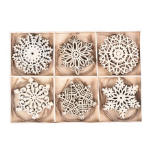 24 Houten Sneeuwvlokversieringen Kerstboom Hangende Decoratie Sneeuwvlokvorm Decoratie Holle Hangende Decoratie A