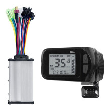 ÉCran LCD de VéLo 24V/36V/48V/60V S886 E + ContrôLeur à Onde SinusoïDale 36V 350W AccéLéRateur au Pouce pour VéLo éLectrique E-Scooter (5PIN)