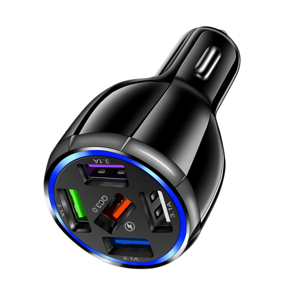 5 Usb Car Charger Quick Charge 3.0 Fast Car Lighter For Car Charger Qc 3.1- Black 4713634440017