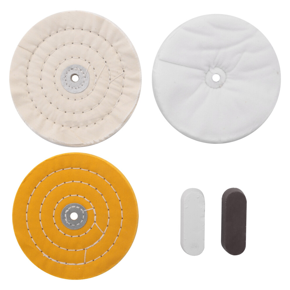 5Pcs 6 Inch Buffing Polishing Wheels For Bench Grinder With Polishing Compounds Kit, White And Yellow 6033977917983