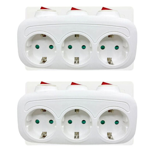 Multifunctional Extension Socket with 3 Individual Switches, Portable Power Converter EU Plug