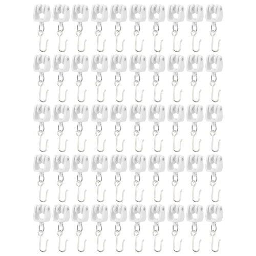 100Pcs Ceiling Curtain Track Rollers and Hooks Accessories Sets - 50 Pcs Smooth Rollers with 50 Pcs Metal S Hooks