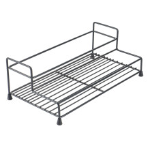 Scaffale per Condimenti nel Ferro Forniture da Cucina Scaffale per Condimenti un 2 Griglie per Uso Domestico Supporto per Spezie Nero