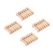 4 Pieces Wooden Soap Case Holder Natural Rectangular Wood Soap Dish Holder For Kitchen Bathroom Sponge Scrubber Soap