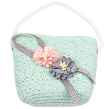 Kind Mädchen Stroh Sack Sommer Boho Hand Taschen Für Mädchen Umhänge Tasche Blume Kreuz Körper Tasche Reisen Strand Tasche, Grün
