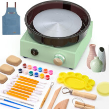 Kit de Tour de Potier - Plateau Tournant de 15 cm, Tour à Argile à Double Rotation, Bac Anti-Éclaboussures Amovible, Kit de Fabrication de