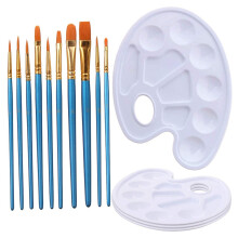 10 Pezzi di Pennelli Pennelli da Acquerello Set di Pennelli da Pittura e 4 Pezzi di Tavolozza per Bambini e Adulti per Creare Tavolozze Pittura