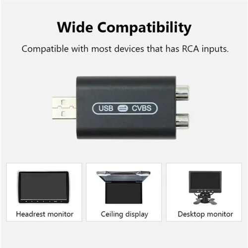 Car USB Interface Video Output Interior Rear  Headrest Display Converter CVBS/AV  for Electric Vehicles 2