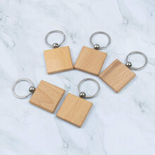 Houten Sleutelhanger, Houten Sleutelhanger, Sleutelhanger, Sleutelhanger, Gepersonaliseerde EDC of Beste Cadeau-Ambacht (Vierkant, 10 Stuks)