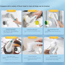 USB Charge Electric Cleaning Brush 5 in 1 Handheld Wireless Housework Kitchen Dishwashing Brush Bathtub Cleaning Brush