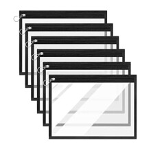 6 St Genomskinlig BlixtlåSpåSe 8,6X10,6I VattentäTa PVC-PåSar med BlixtlåS, Genomskinlig PennpåSe, BlixtlåSpåSar för Skolmaterial