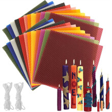 24 Stuks 8 X 8 Inch Bijenwasvellen voor Het Maken van Kaarsen, 12 Felle Kleuren Bijenwaskaarsmaakset voor Volwassenen