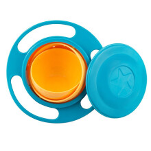 Children's Plate, Baby Bowl, 360 Rotating Anti-Spill Gravity Feeding Bowls, Baby Plate, Leak-Proof for Children, Blue