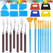 27 PCS Palette Set, Spatula Pallet with Art Paint Brush, Plastic Scraper for Oil Canvas, Watercolor, Acrylic Painting