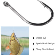 200PCS High Carbon Steel Barb Fishing Hook, 10 Sizes (3 -12 ) Strong Custom Offset Sport High Barb Fishing Hook