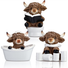 This 3-Piece Highland Bull Figurine Set is A Perfect Gift for Bull Lovers, for Decorating Homes, Gardens,Bathrooms.