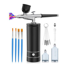 Kit Aérographe avec Compresseur, Pistolet à Ongles Portable, Ensemble D'Aérographe Sans Fil Rechargeable, Machine à Aérographe Portable A