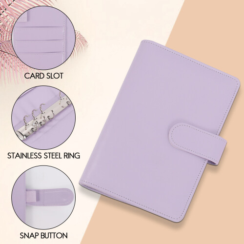 A6 PU Leather Notebook Binder Cover  Refillable Planner Journal Binder for Budget System Scrapbooking 2