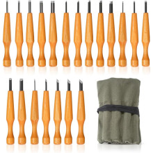 Ensemble D'Outils de Sculpture sur Bois - Kit de 20 Couteaux à Sculpter le Bois pour Débutants, avec Étui en Toile, pour Adultes et Enfants
