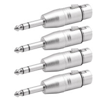 Lot de 4 Adaptateurs XLR Femelle Vers 6,35 Mm, Adaptateur XLR Femelle SyméTrique Vers Microphone Mâle 6,35 Mm