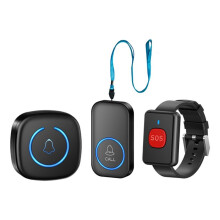 Appareil D'Appel Sans Fil pour Personnes Âgées, Alarme Personnelle, Sonnette Télécommandée, Montre Noire