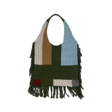 Gebreide Gehaakte Esthetische Vrouw Schoudertas Vintage Patchwork Kwastje Tote Tas Fashion Design Dames Handtas D
