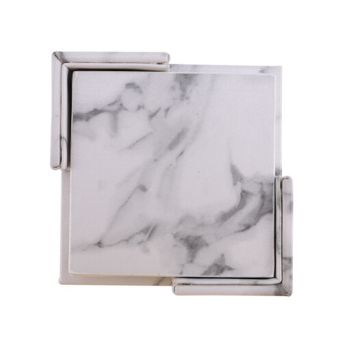 6Pcs/Set Marble Leather Square Drink Coasters Placemat Cup Mat Pad Holder Kitchen Tableware for Home Table Kitchen Decor 1
