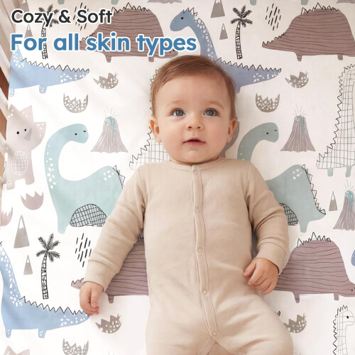 Yoofoss Cot Bed Sheets 65 x 95 cm Fitted Super Soft and Breathable Cot Bed Sheets Cozy Baby Cot Sheets 2 Pack 2
