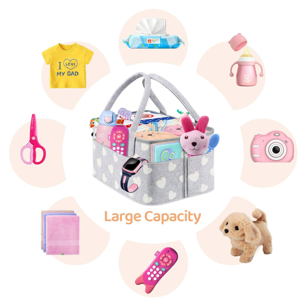 Baby Diaper Caddy Nappy Organisers Nursery Storage Nappy Caddy Tote Newborn Shower Gift Basket Portable Car Travel Organizer With Detachable Boenfu