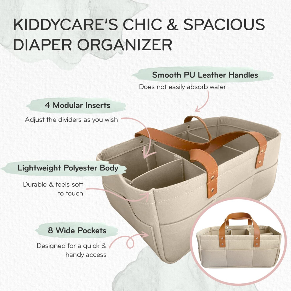 Kiddycare Diaper Caddy Organizer Cart For Nursery Baby Basket Gift For Boy/Girl | Diaper Caddy For Changing Table Basket Organizer With Dividers |
