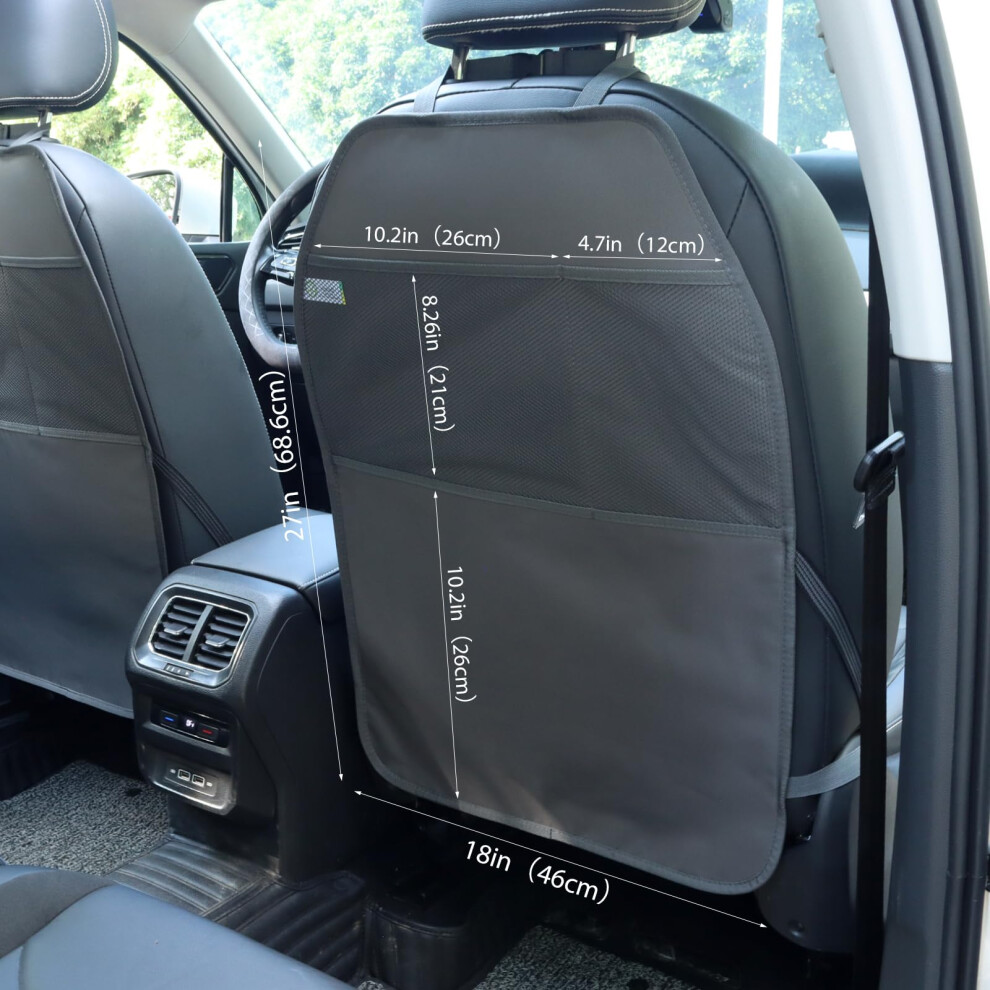 Viaviat Car Seat Protector Large Kick Mat 2 Pack Durable Water Resistant Auto Seat Back Covers With 2 Mesh Pockets Protection Against Dust Mud
