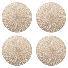 4PCS Round Placemats Restaurant Hollow PVC Decoration Meal Mat Anti-Hot Dining Table Mat Steak Plate Pad Golden