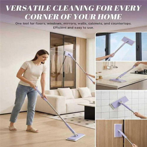 Snap Grip  Mop with Convenient Cloth Changing, Retractable Dust Cleaner Flat Mop with Locking  & 10 Rags