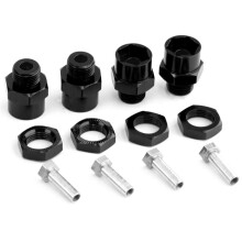 4St Metall Sexkantsadapter 12 mm Till 17 mm Hjul Sexkantsnav Adapter FöRläNgningsmuttrar för 1/10 RC Bil, Svart