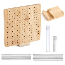 Nouvelle Planche à Tricoter Carrée en Bois de Bambou de 17,8 cm, Appareil de Mise en Forme pour Crochet à Faire Soi-Même avec Trou pour Fil à