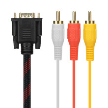 Kabel Adaptera, Kabel RCA Kabel Audio RCA Kabel VGA do AV Kabel 15-Pinowy do 3 RCA Audio AV Adapter do HDTV PC DVD, 5FT / 1,5M