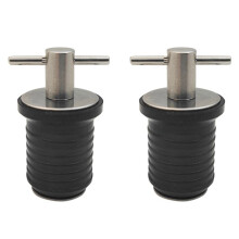 2pcs Stainless Steel 304 and Rubber T-Handle Twist Type Drain Plug for 1in 25MM Drain Hole Marine Boat Yacht Transom