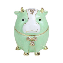 Hand Painted Enamel Alloy Jewelry Holder 12-ugly cow green