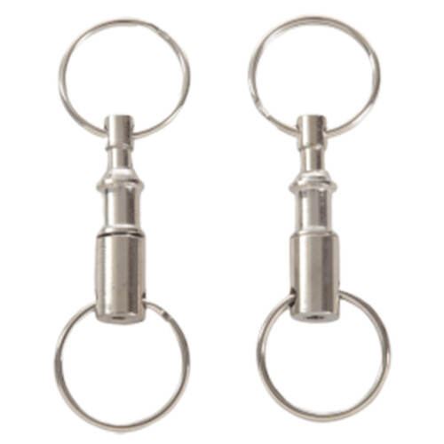 2pcs Heavy Duty Double Porte-cles Pull Apart Snap Lock Support d'anneau Tournant