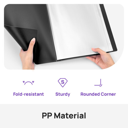 JEFURE A4 Display Folder with Plastic Sleeves, Display Book Folders with 40 Pockets, Presentation Folder, Project Folders for Storing Document and 2